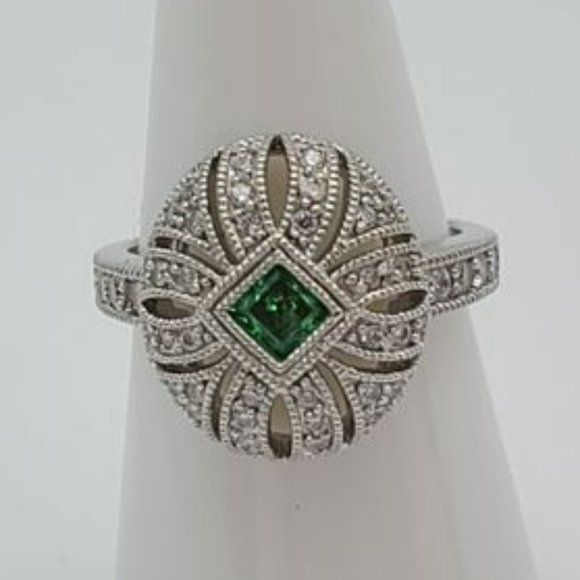 Exclusive JOSEPH ESPOSITO ESPO COLLECTION Art Deco Emerald & Diamond Ring - Picture 5 of 8